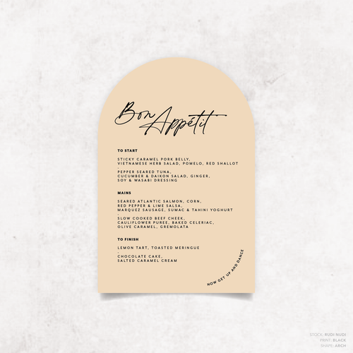 Olivia: Baptism Menu Card