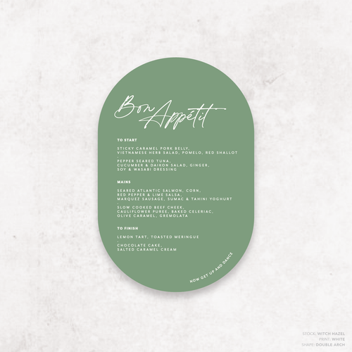 Olivia: Baptism Menu Card