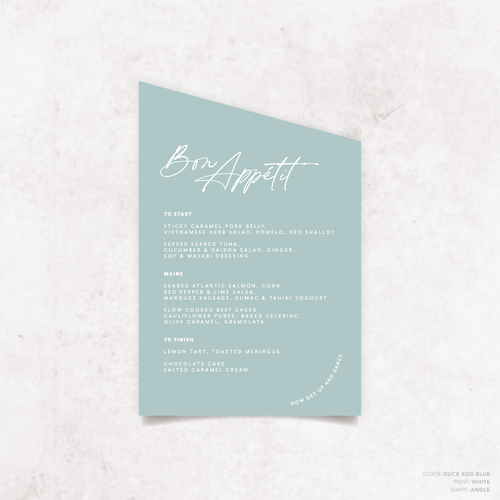 Olivia: Baptism Menu Card