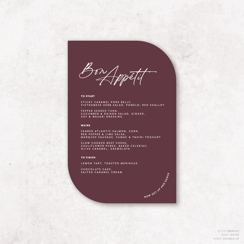 Olivia: Baptism Menu Card