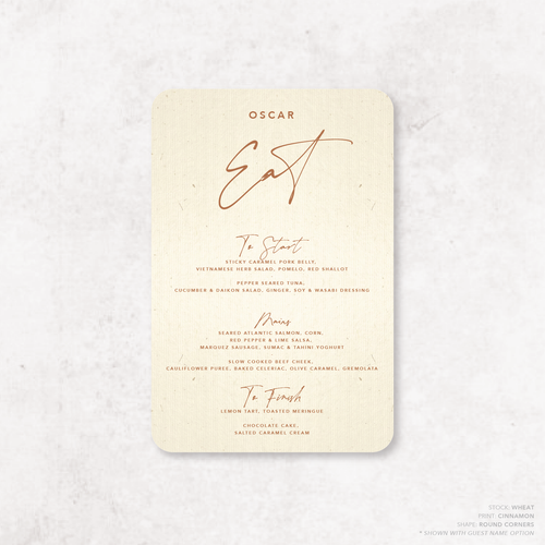 Oscar: Baptism Menu Card