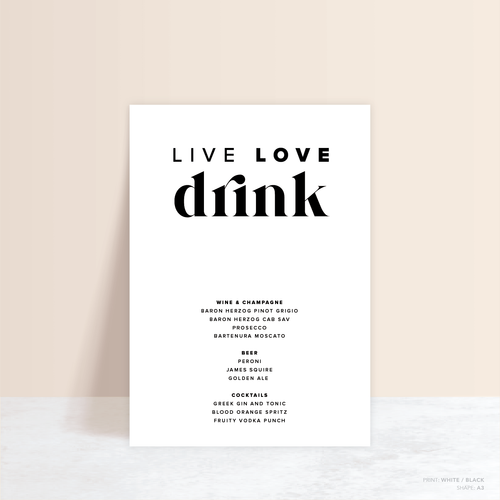 Roses: Wedding Bar Sign