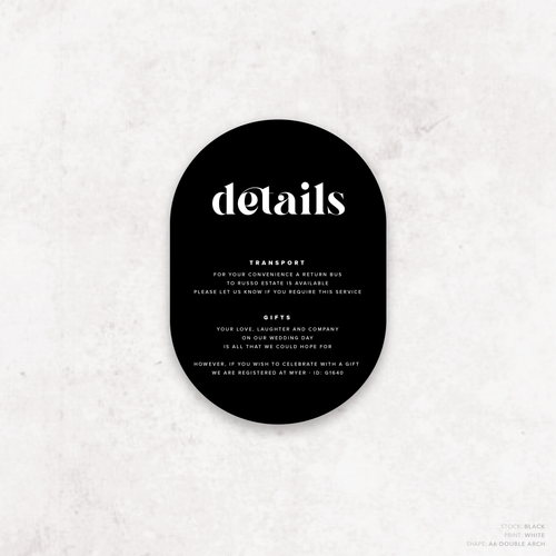 Roses: Wedding Info Card