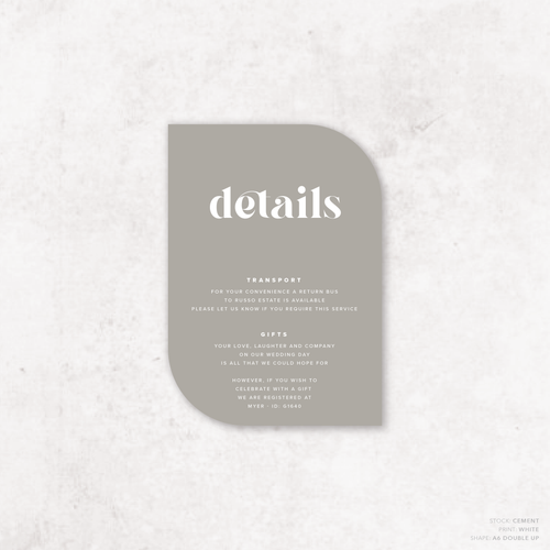 Roses: Wedding Info Card