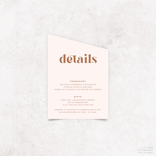 Roses: Wedding Info Card