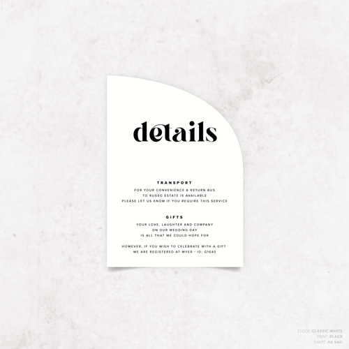 Roses: Wedding Info Card