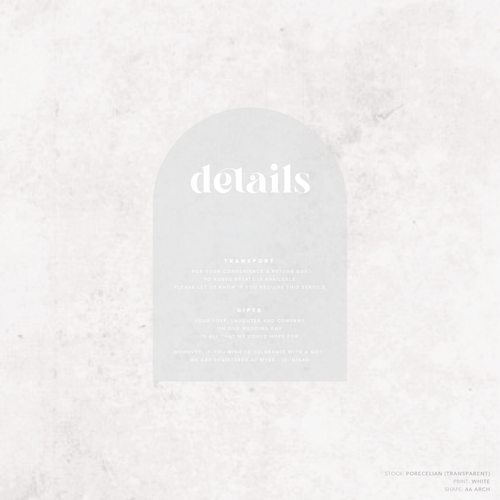 Roses: Wedding Info Card