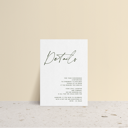 Seabrook: Wedding Info Card