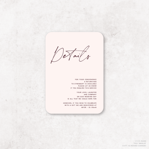 Seabrook: Wedding Info Card