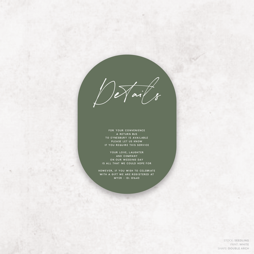 Seabrook: Wedding Info Card