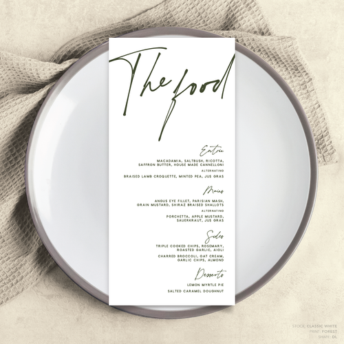 Seabrook: Wedding Menu