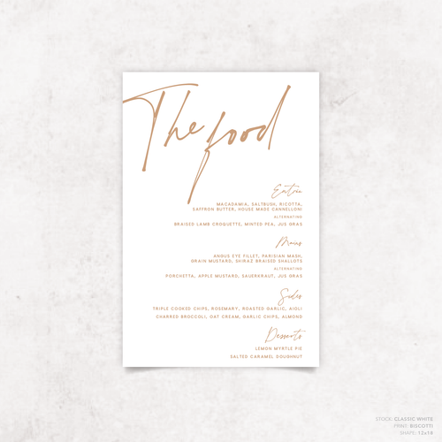 Seabrook: Wedding Menu