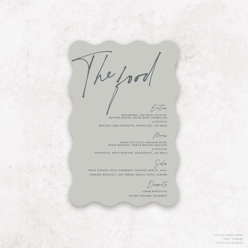 Seabrook: Wedding Menu