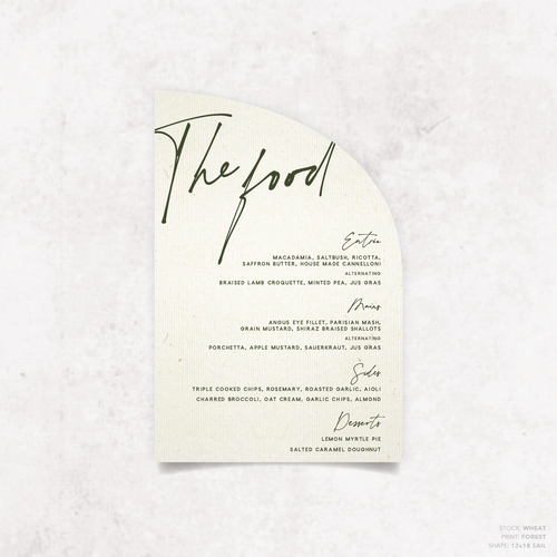 Seabrook: Wedding Menu