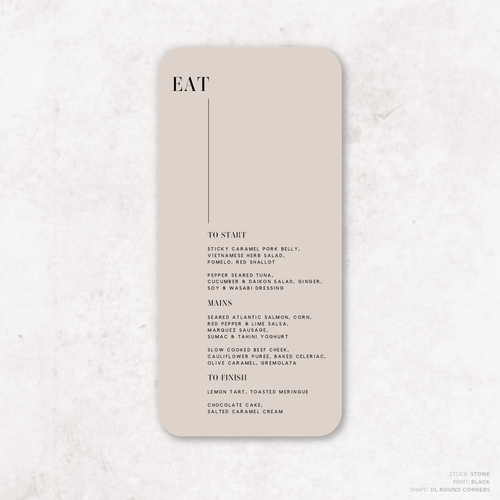 Serendipity: Wedding Menu