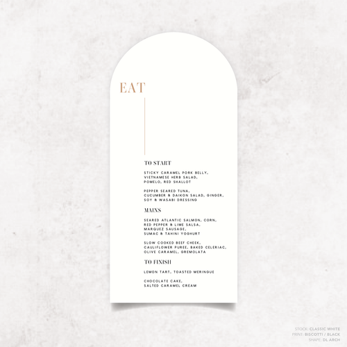 Serendipity: Wedding Menu