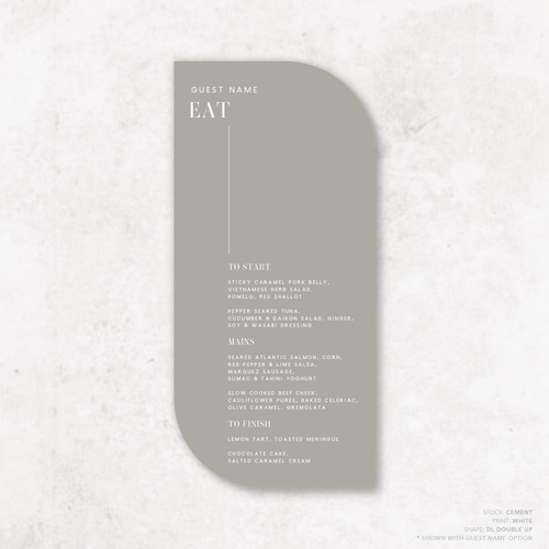 Serendipity: Wedding Menu