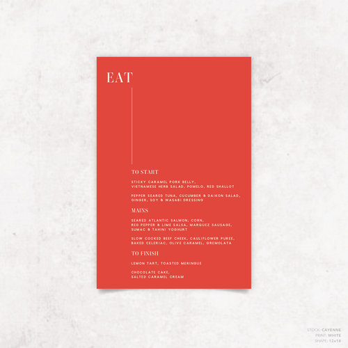 Serendipity: Wedding Menu