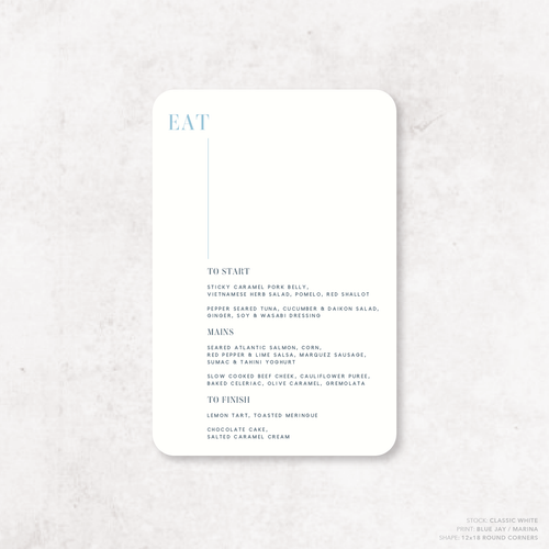 Serendipity: Wedding Menu