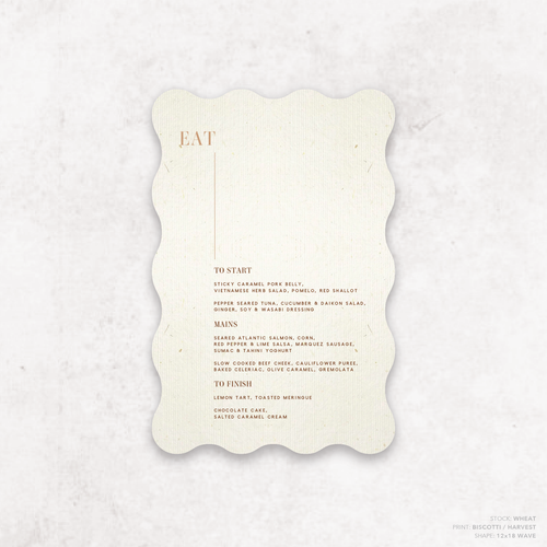 Serendipity: Wedding Menu