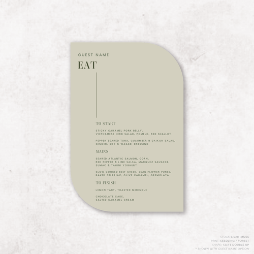 Serendipity: Wedding Menu