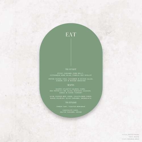 Serendipity: Wedding Menu