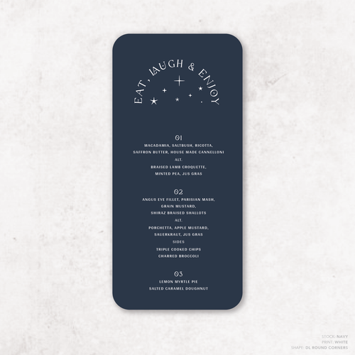 Starry: Wedding Menu