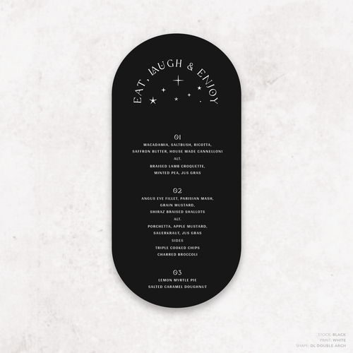 Starry: Wedding Menu