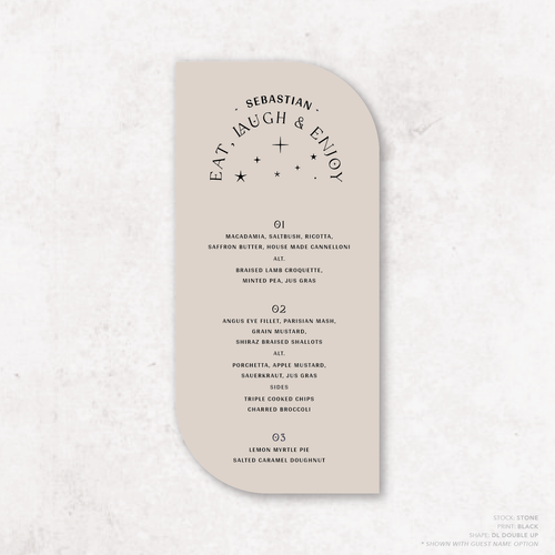 Starry: Wedding Menu