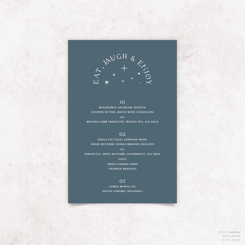 Starry: Wedding Menu