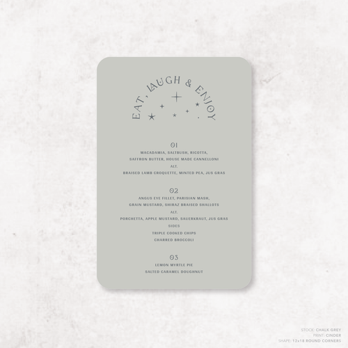 Starry: Wedding Menu
