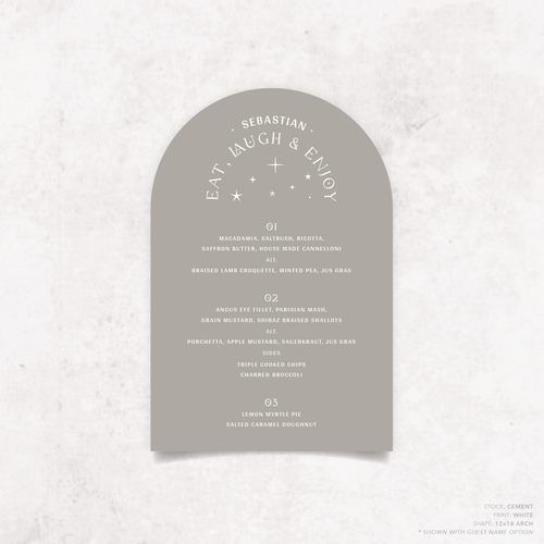 Starry: Wedding Menu
