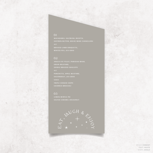 Starry: Wedding Menu