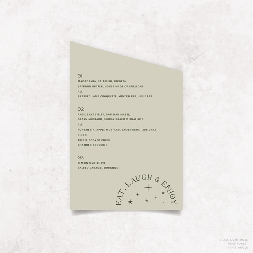 Starry: Wedding Menu