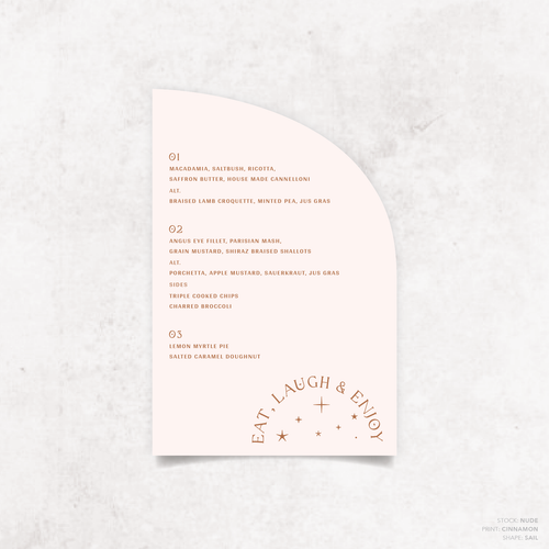 Starry: Wedding Menu
