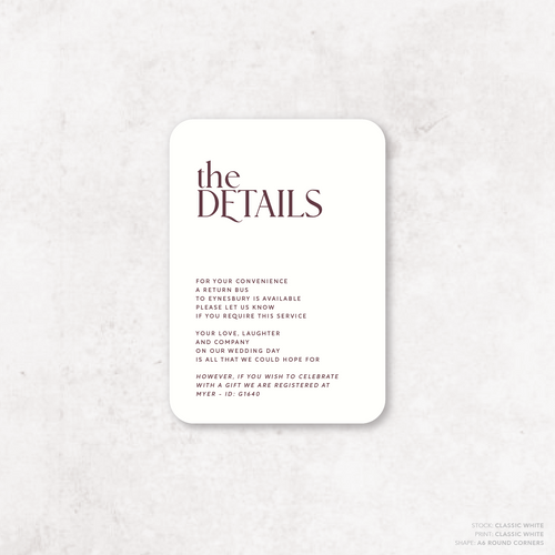 Wolfsbane: Wedding Details Card