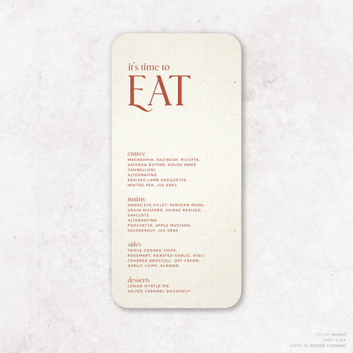 Wolfsbane: Wedding Menu