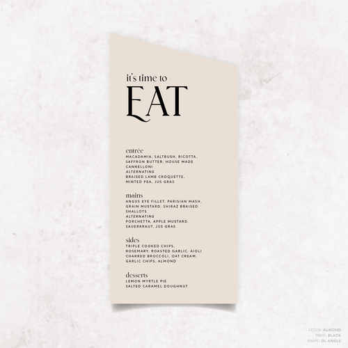 Wolfsbane: Wedding Menu