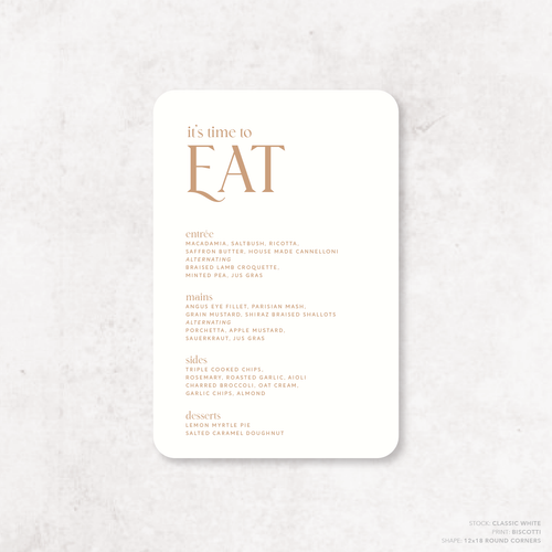 Wolfsbane: Wedding Menu