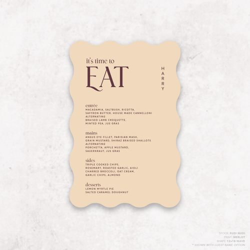 Wolfsbane: Wedding Menu