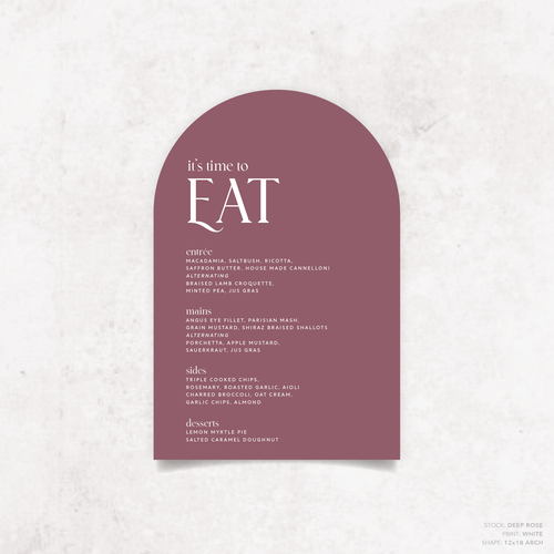 Wolfsbane: Wedding Menu