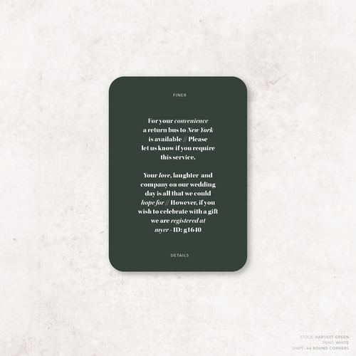 XOXO: Wedding Info Card