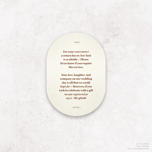 XOXO: Wedding Info Card