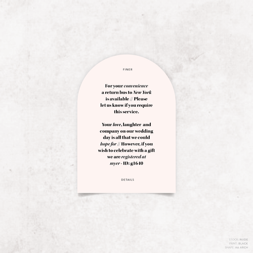 XOXO: Wedding Info Card