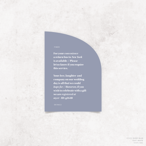 XOXO: Wedding Info Card