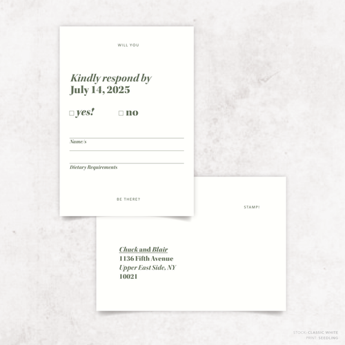 XOXO: Wedding RSVP Card