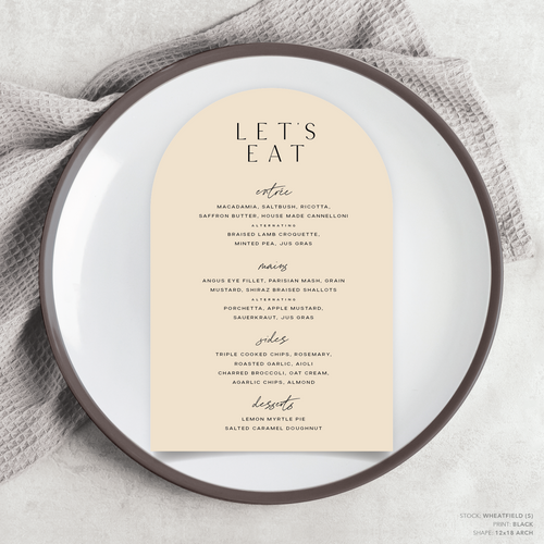 Abbie: Wedding Menu Card