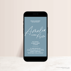 Amelia: Digital Baptism Invitation +Digital Birthday Invitation