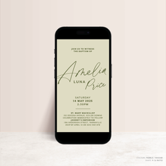 Amelia: Digital Baptism Invitation +Digital Birthday Invitation