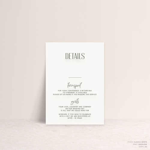 Be My Baby: Wedding Info Card